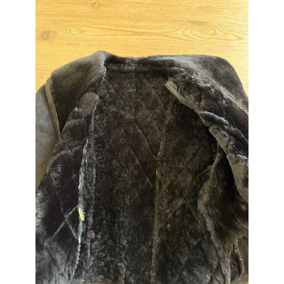 Steve by SEARLE Cropped Genuine Shearling Sheepskin Shawl Collar Jacket Black - Picture 6 of 7